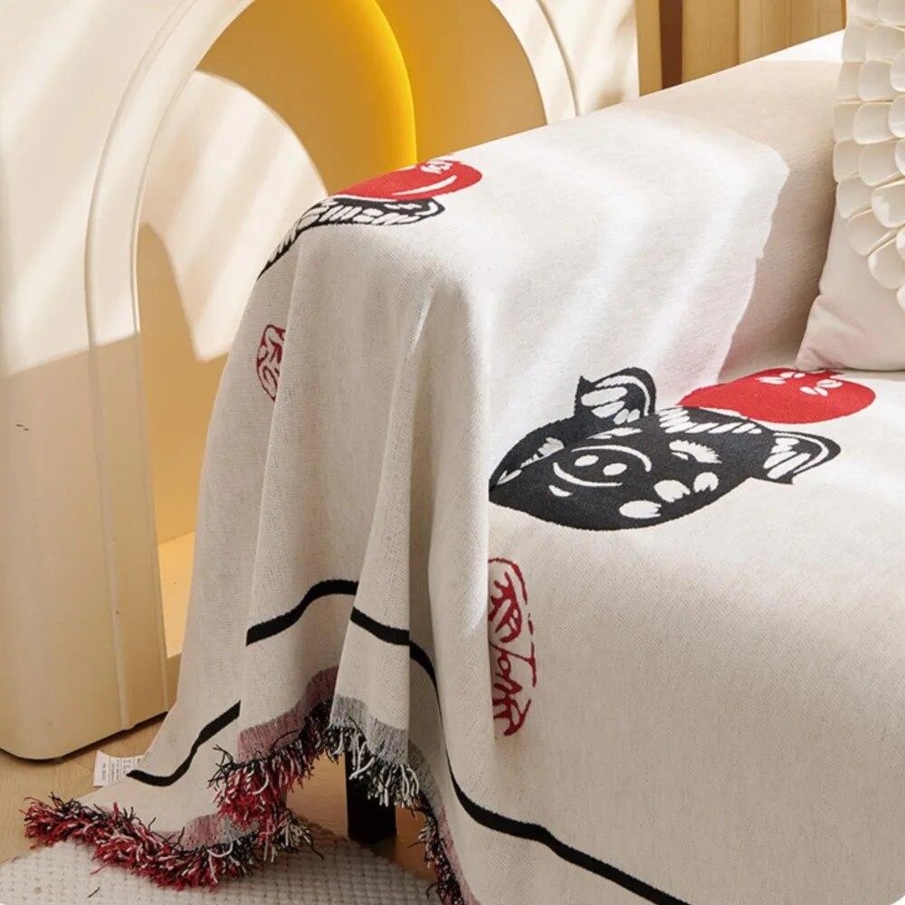 Funny Printed Modern Luxury Sofa Cover for Living Room Decor Anti-Cat Scratch Soft Towel Blanket Universal Couch Cover  New