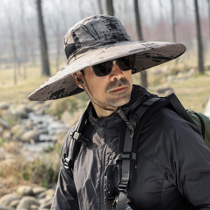 Men's Summer Outdoor Casual Sunhat Oversized Brim UV Protection Hat Outing Sports Fishing Hat