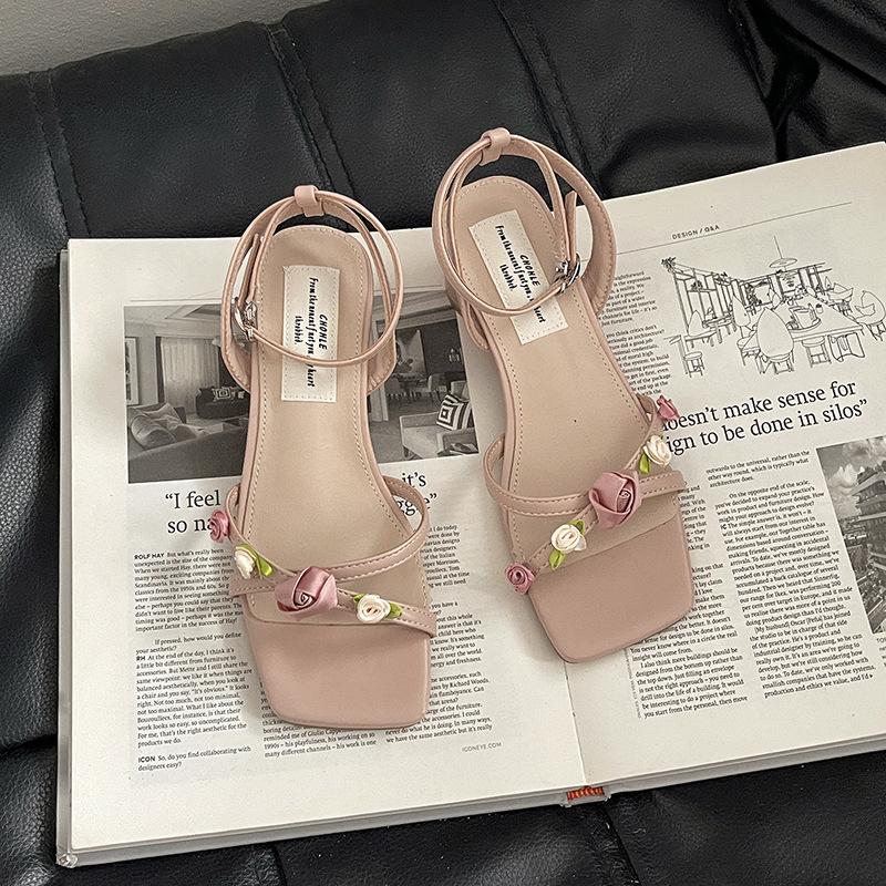 

Женские сандалии Цветок 2025 Летняя мода Платье Римские сандалии Женские Пляжные Уличные сандалии Обувь для отпуска Sandalias De Mujer 39 розовый