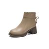 New Style of Chunky and Versatile Ankle Boots, Round-toed High-heeled Women's Shoes