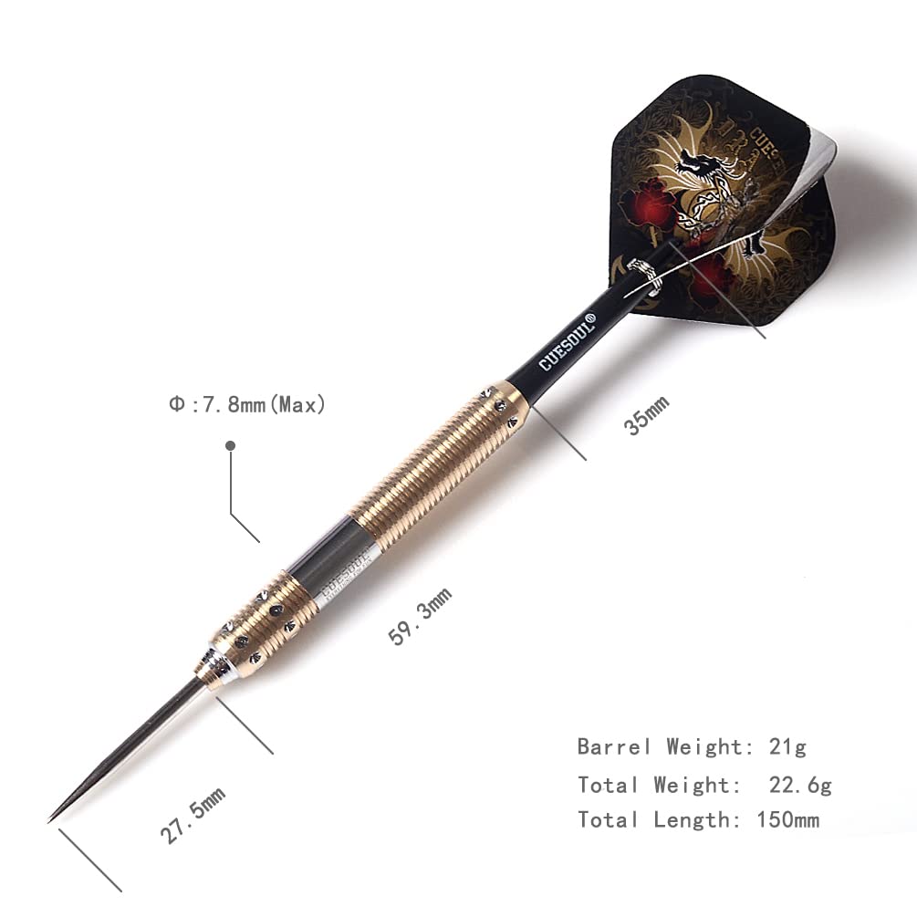 CUESOUL Dragon Deluxe Brass Steel Tip Darts Set, 21g F2301-L
