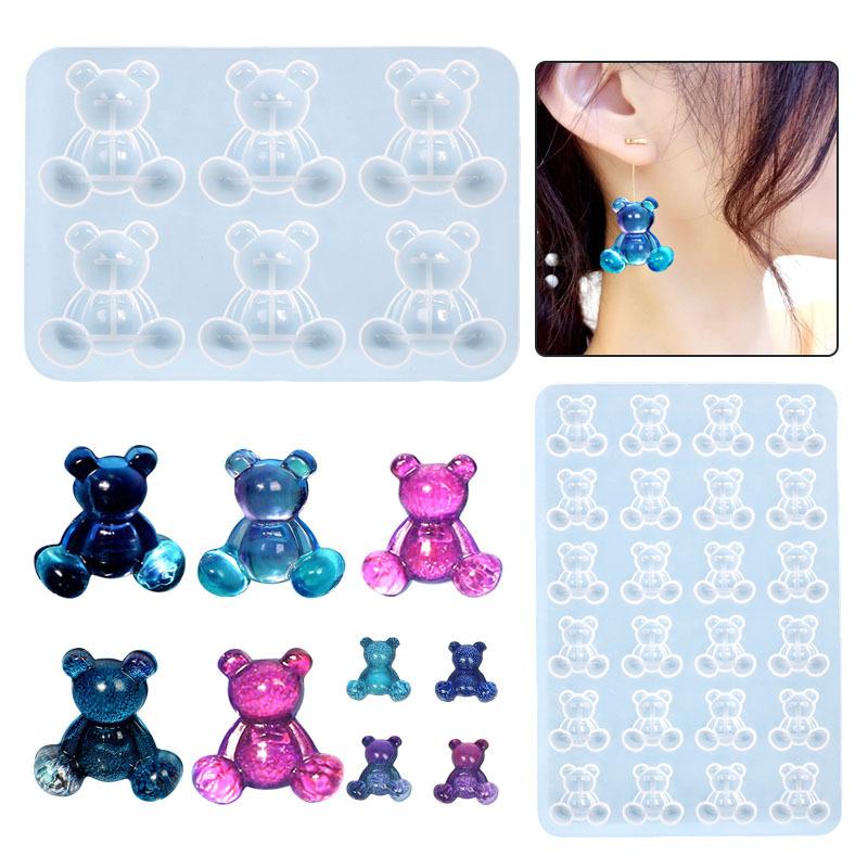 

1PC Diy Crystal Epoxy Mold Bear Earrings Brooch Hairpin Violent Bear Silicone Mold