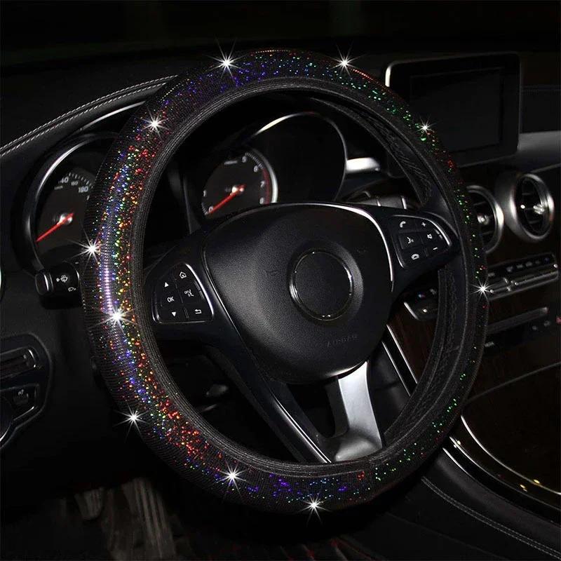 Car Steering Wheel Cover Universal Diamond Blingbling Crystal Set Steering-Wheel Car-styling Car Wheel Cover Woman Accessories