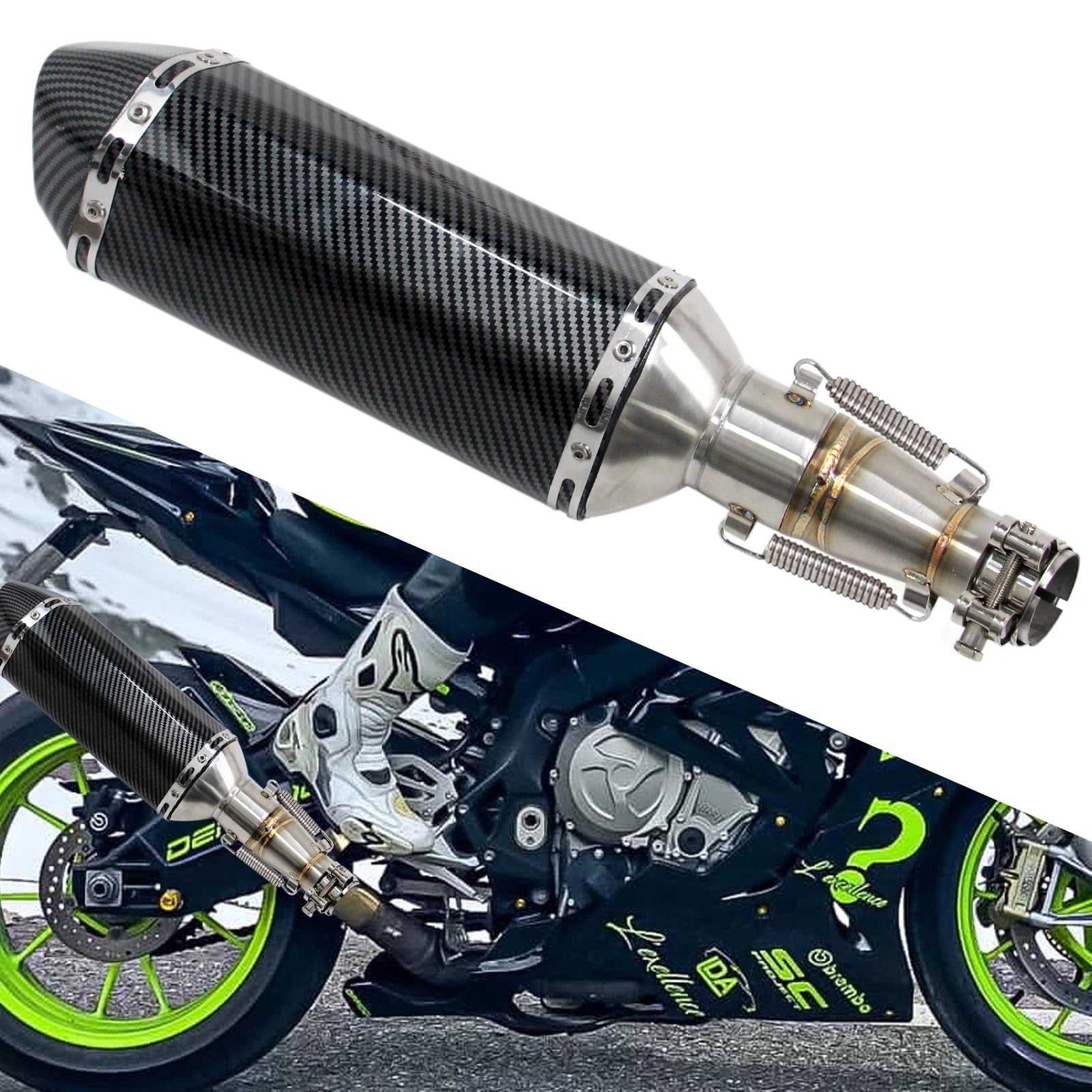 

Глушитель выхлопной системы мотоцикла, совместимый с Kawasaki Ninja и Z300, выхлопной патрубок средней части, накладной 250R, 250, 300, Z250, (2008-2017)