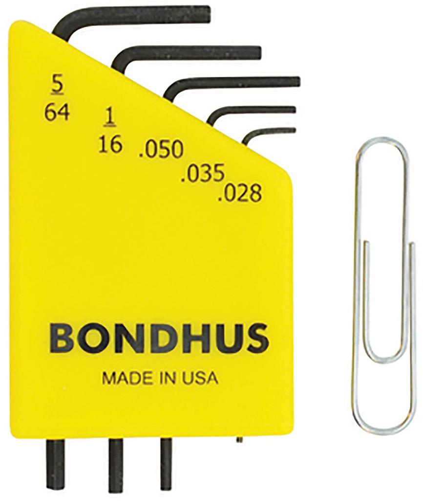 BONDHUS Precision Hex Wrench Set HLX5S 12243 (0.028, 0.035, 0.050, 1/16, 5/64 Inch) No.