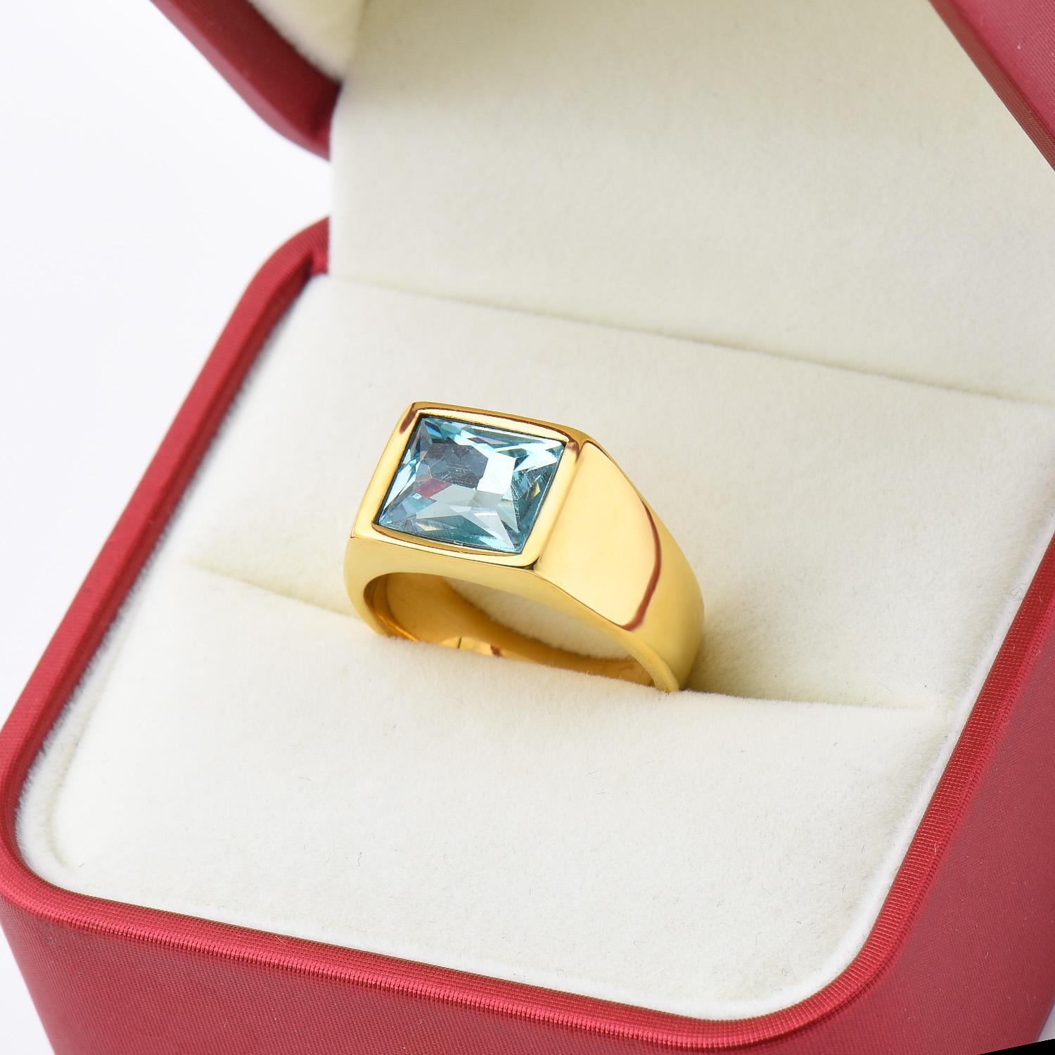 

1pc Man/Women Gemstone Style Wedding Titanium steel ring,Fashion Men s 316LStainless steel lightweight and compact Rings 7 небесно-голубой