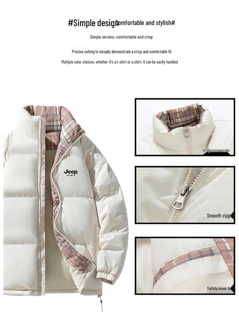 JEEP SPIRIT Men's Autumn/Winter Stand Collar Padded Jacket