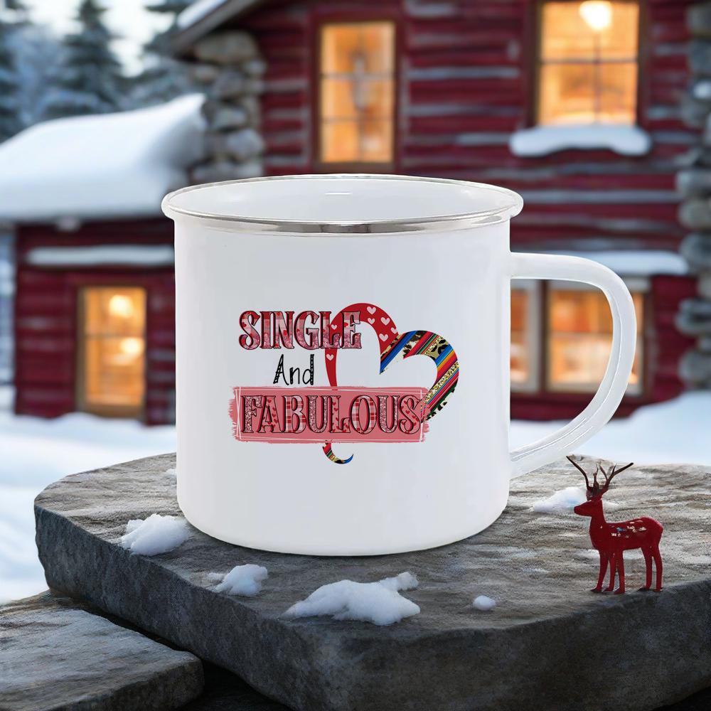 Valentine Gift Coffee Mugs For Couples Holiday Present Drinkware Breakfast Cup Pink Enamel Mug Love Milk Cups Romantic Funny Tea