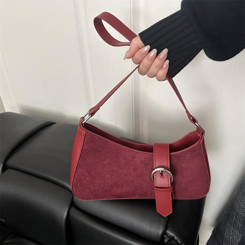 Women Simple Casual Solid Color Daily Commute Underarm Shoulder Small Square Bag
