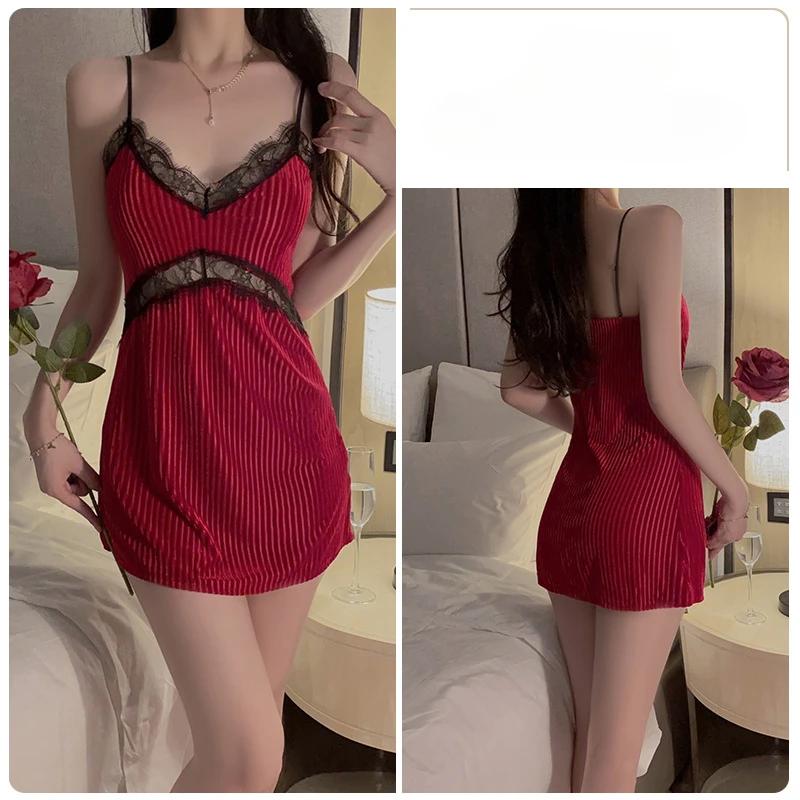 Simple Suspender Pajamas, Women's Winter Lace-up Pajamas, Women's Pajamas Sets, Women's Pajamas Underwear