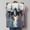 F-15 Eagle Jet Takeoff Printed Posters Customizable Wall Art Retro Vintage Metal Tin Signs for Home Room Decoration Garage Cozy
