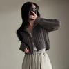 Women Double Zipper Sweater Lapel Short Pullover Crochet Fabric Solid Color Knitted Cardigan Casual Elegant Coat Fall Winter