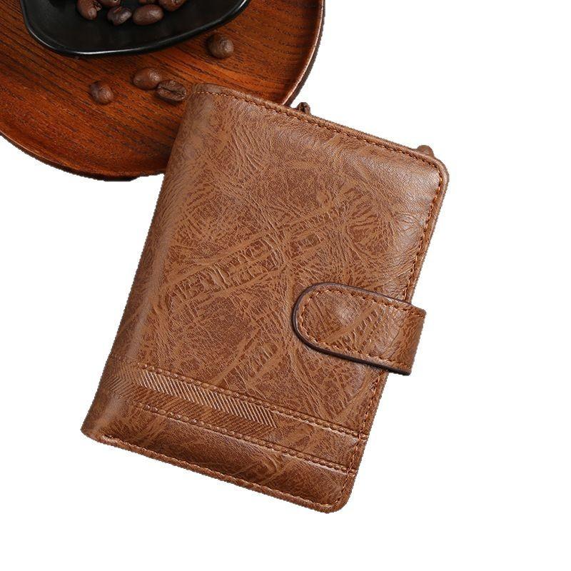 30% Off Men's Short Wallet Business Retro Style Change Clip PU Leather Vertical Leather Bag Ledger
