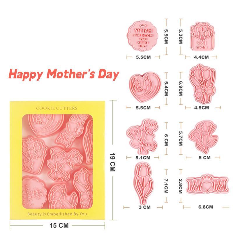 Mother s Day Biscuit Mould 3d Three-dimensional Frosting Sugar Flipping Plastic Cookie Press Baking Mantou Tulip Mould