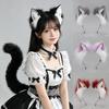 Handgefertigtes japanisches Katzenohren-Haarband Ausstellung Cosplay Katzenmädchen Kopfschmuck Zubehör, Fuchsohren, Realistische Tierohren Schwanz