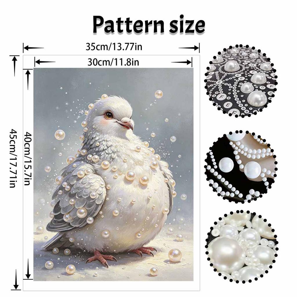 Pearl painting kit DIY cute white dove with pearls wall art home decoration painting