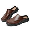 New Arrival Casual Shoes Fashion Handmade Leather Driving Slippers Mens Moccasins Slip On Half Flats Male Outdoor Muller Shoes