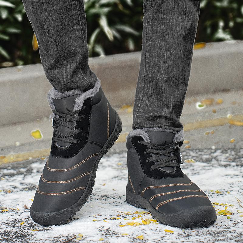 Autumn and Winter Men's Warm Cotton Boots Plus Cotton Goose Down Cotton Shoes Men's Snow Boots Thick Warm Shoes