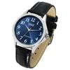 Montre - Q&amp;Q - Quartz analogique - Cadran bleu 36 mm - Bracelet simili cuir noir - Étanchéité 3 bar