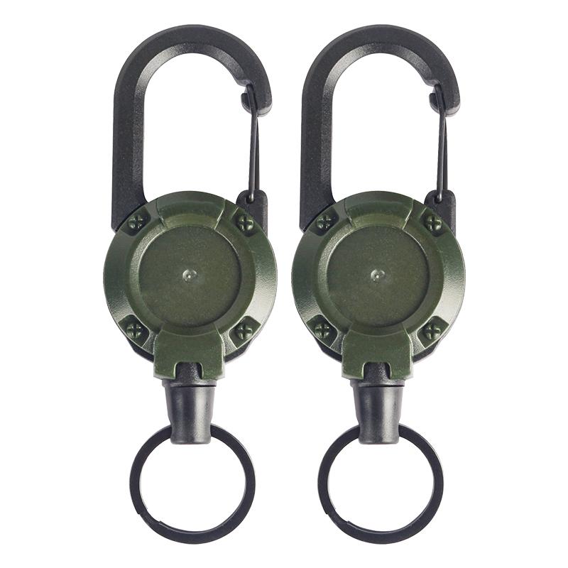 2Pcs Retractable Key Chains Anti-theft Metal Easy-to-pull Buckle Rope Elastic Keychain Sporty Retractable Key Ring