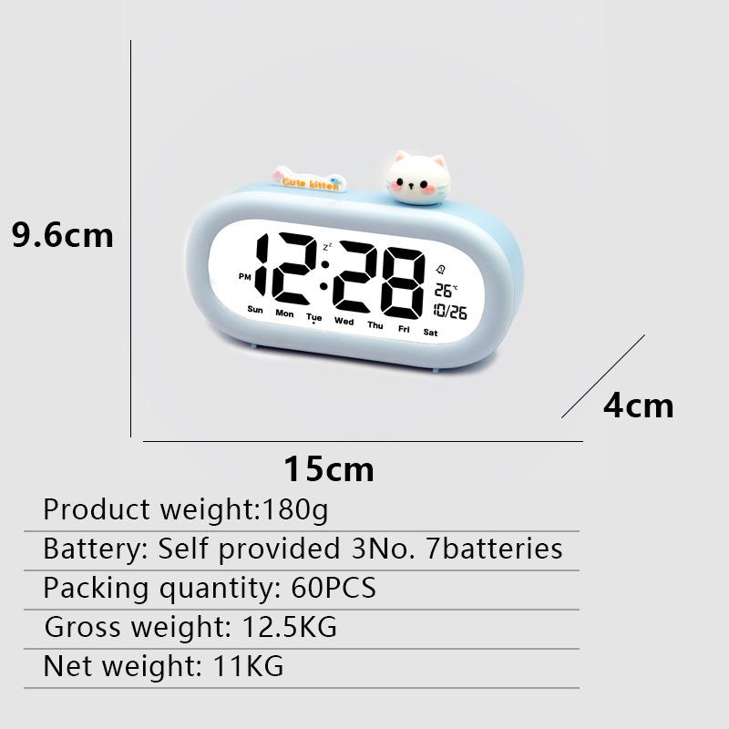 Student Learning Special Alarm Clock Desktop LCD Silent Electronic Clock Alarm Clock Cartoon Dormitory Living Room Smart Children