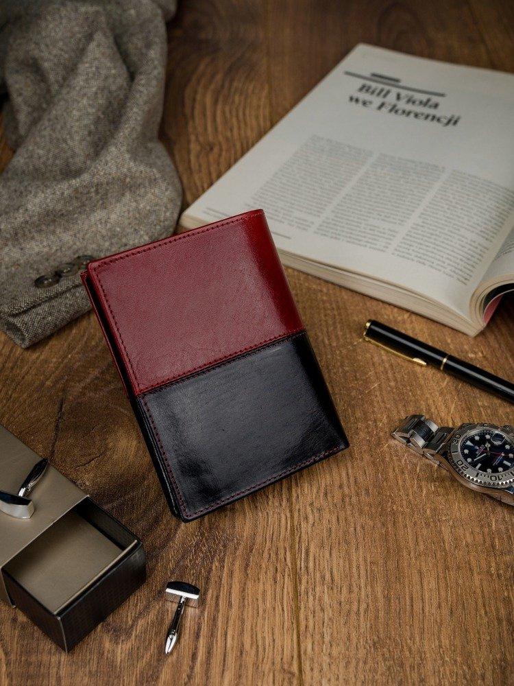 Two-tone Men's Wallet Made of Genuine Leather Without a Clasp - Rovicky
