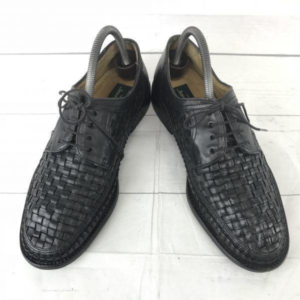 Jan Baran Leather Plain Toe Shoes [Italy/25.5/Black/Intrecciato](USED)