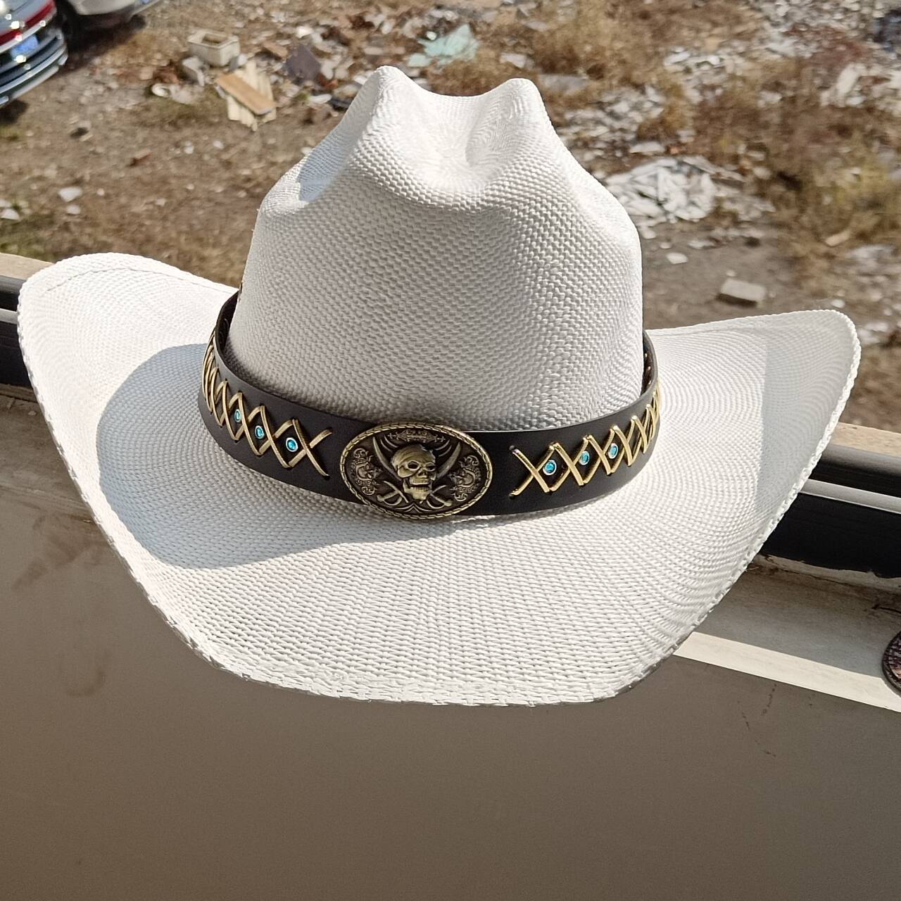 My Extreme Outdoor Activities Women's Cowboy Straw Hat Men Stiff Wide Brim Pasture Straw Hat Cowboy Solid Outdoor Summer Sun Hat Jazz Sombrero Vaquero 55-58Cm