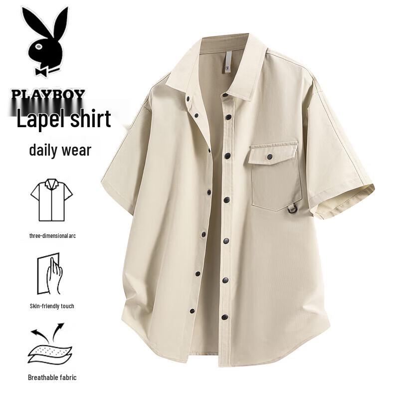 PLAYBOY Men s Summer Short Sleeve Casual Shirt 2XL