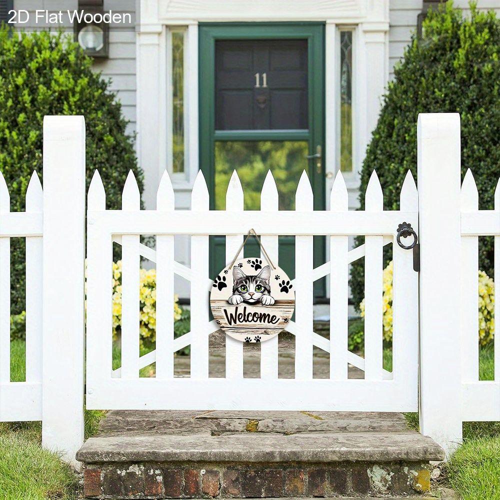Garden Decoration, Wooden Hanging Decorative Signs, "WELCOME" Logo, Cute Kitten Pattern, 2D Graphic Products, Housewarming Gifts for Friends