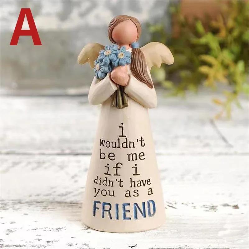 Figurine Celebrating Friendship Room Home Decor Resin Angel Statue Sister Friend Decoration Valentines Day Gift