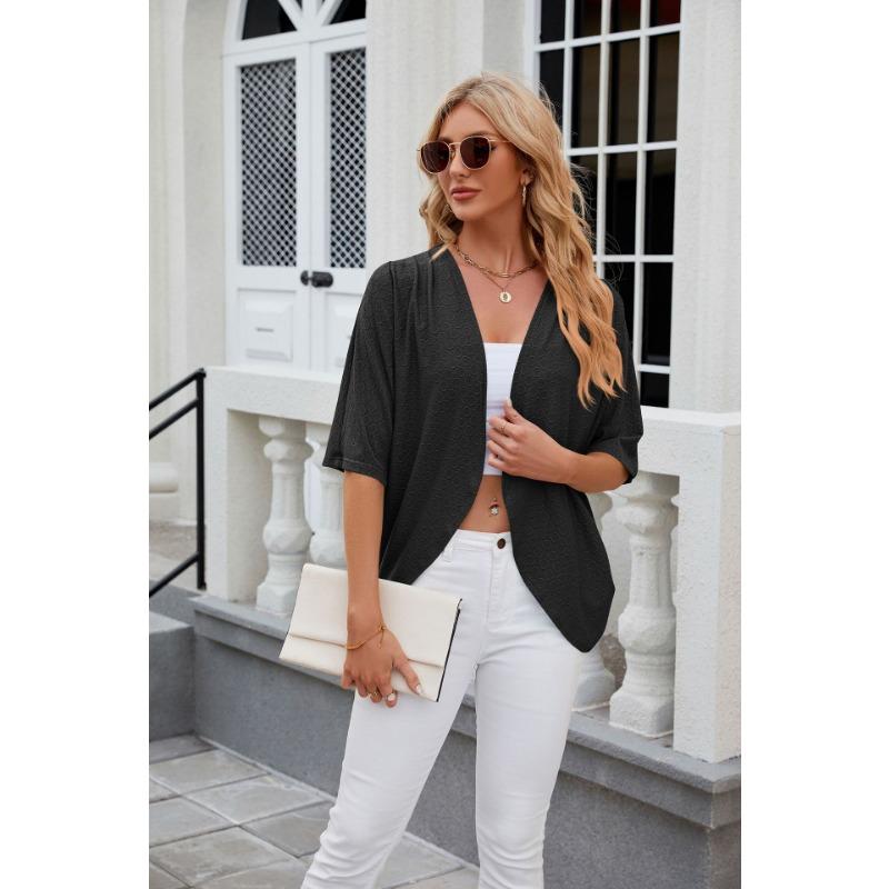 YYFS Dámská móda Ležérní Léto Jaro Jednobarevný potisk Halenky a košile s krátkým rukávem a výstřihem do V