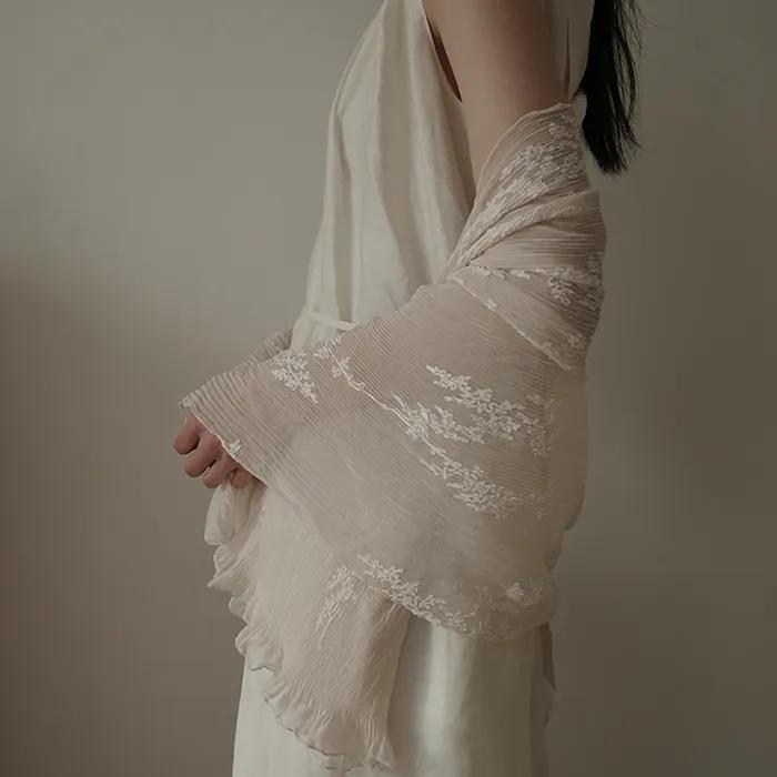 Sheer Lace Scarf [Beige]