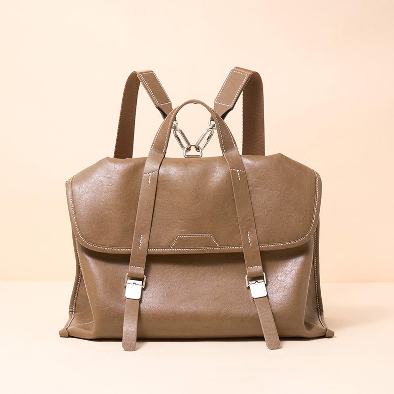 Yousong Gleiches Leder Rucksack Damen Retro Kristall Pflanzlich gegerbtes Rindsleder Tragbar Schulter Damen Tasche