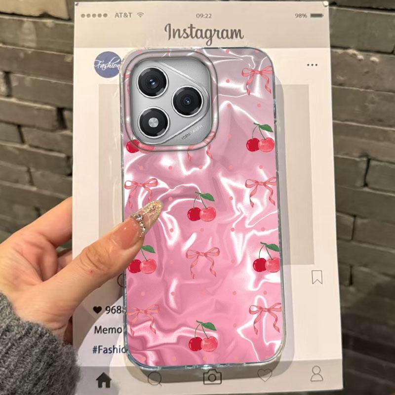 Pink Cherry Bow Leopard Girls Phone Case For Honor 400 Pro X9c Magic7 Magic6 200 Lite Smart X9a X8a X8b X8c X7c Fundas Cover