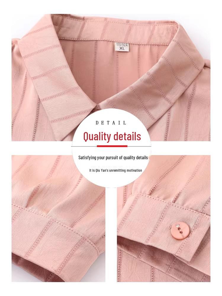 Women's Pink Long-Sleeve French Waist-Cinched Slim-Fit Top for Early Spring Layering