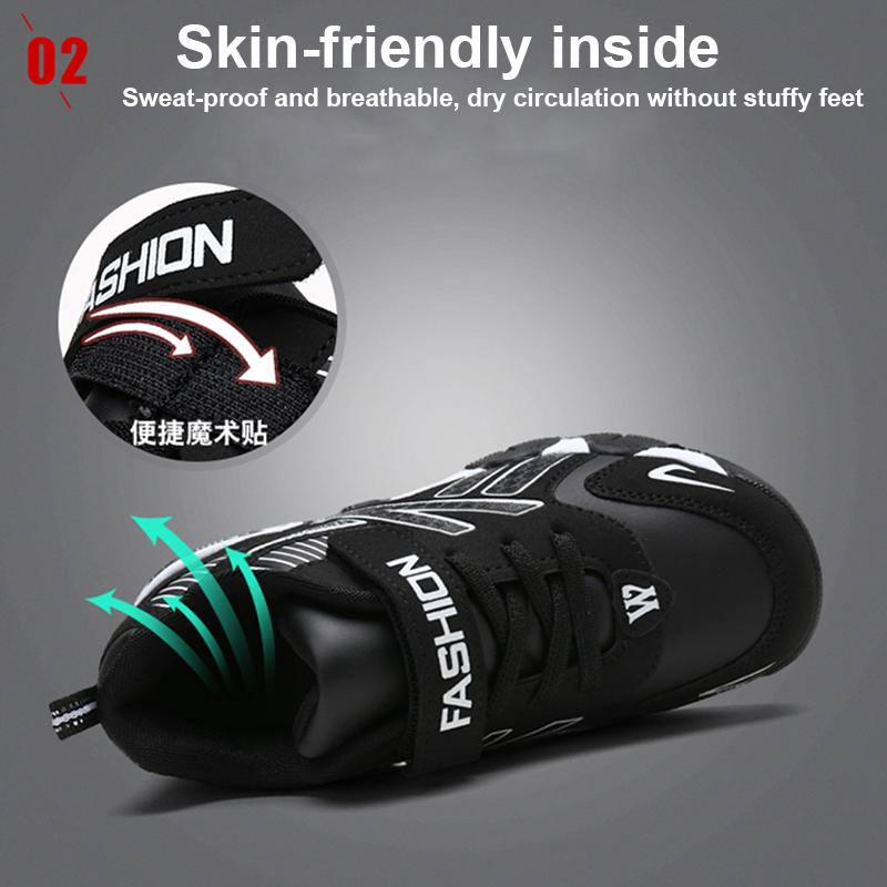 Kids Fashi Sneakers Boys Tennis Shoes Comfortable Leather Running Shoes Lightweight Outdoor Children's Sports Walking Shoes