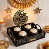 Stern Mond Ramadan Holztablett Handgefertigter Lebensmittelhalter Eid Mubarak Snacktablett Eid Mubarak Feier