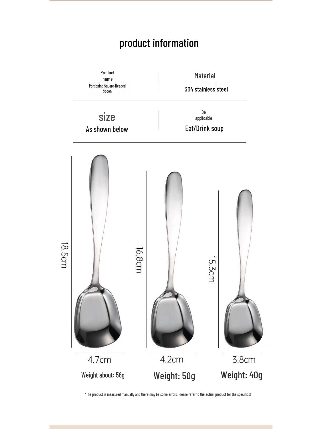 

Ложка из нержавеющей стали 304 с длинной ручкой и квадратной головкой для риса, арбуза, перемешивания и сервировки. 410 Stainless Steel
