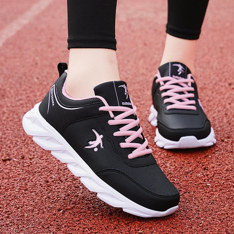 Joni Danlai Sports Women's Shoes Student Feet Soft Leather Surface Waterproof Non-slip Lightweight Women's Running Shoes Spring and Autumn