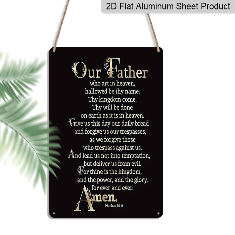

2D Flat, 1pc Vintage Our Father The Lord s Prayer Aluminium Sign - 8 x12 Rustic Christian & Spiritual Home Decor, Religious Wall Art, Perfect Gift 20*30cm