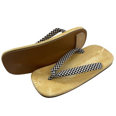 Edoten Geta Made In Yellow Tatami Lightweight Small Pattern Checkered White and Size LL Sandals, Japan, Double-Ply Sole, Japanese-Style Sandals, Sole,