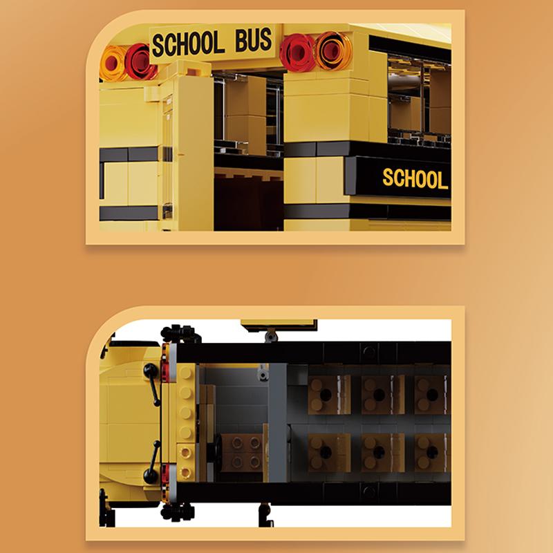 Non-Toxic 788Pcs School Bus Building Blocks Classic Yellow American School Bus Model Bricks Desktop Ornament Kids Educational Diy Toy Gift