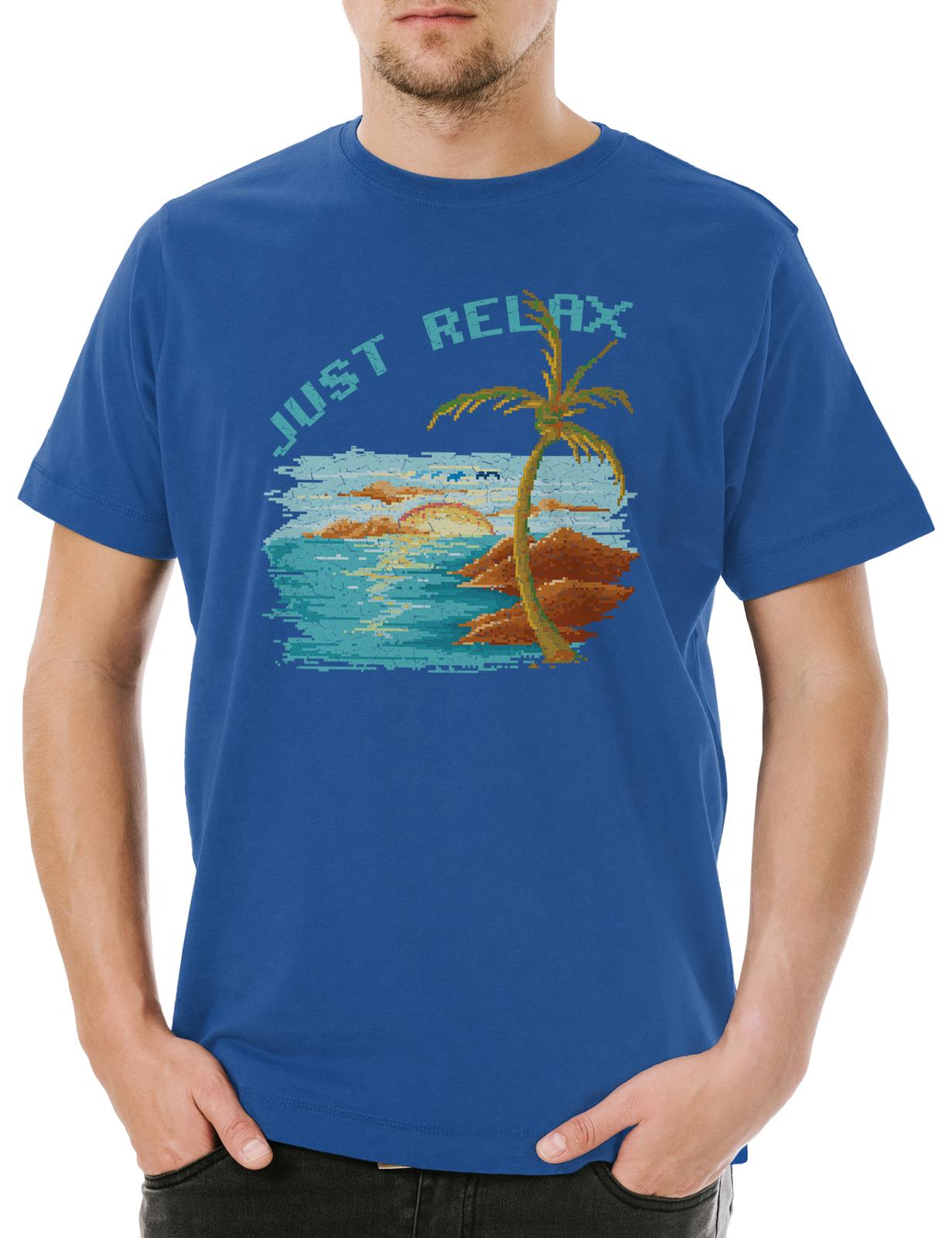 

Pixel Just Relax Mens T-Shirt Mens Womens Tees Top Gamer Gaming Games Pixel Retro 8 16 Bit Geek 4XL