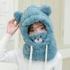 Kids' Bear Hat with Ear Protection, Warm Scarf & Mask - Winter Plush Headwear for Boys, Girls & Parent-Child