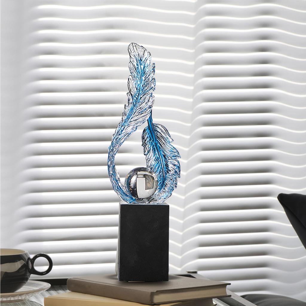 Feather Figurine, Decorative Ball Sculpture for Office And Home Display
