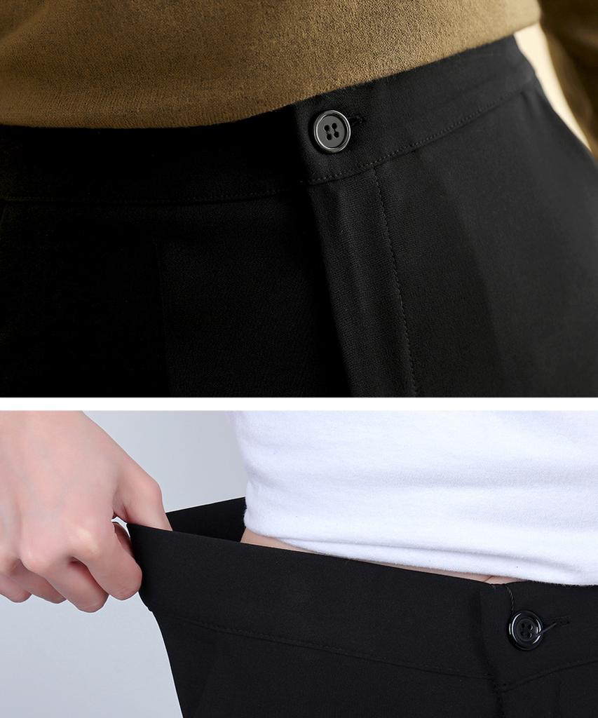 Ppaeppae Stretch Semi-Bootcut Black Slacks With Inner Waistband