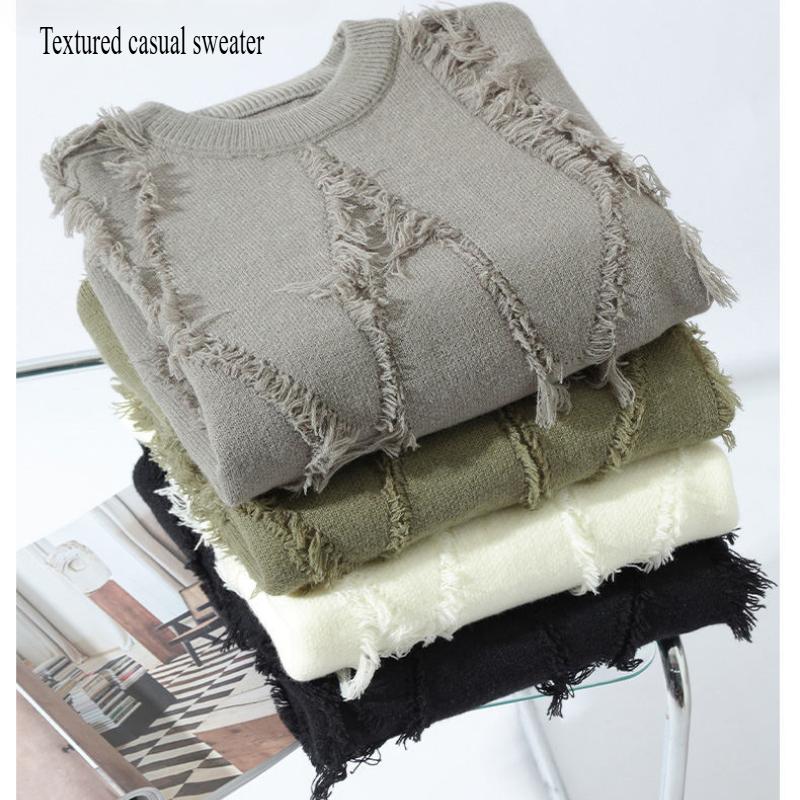 Men's Round Neck Pullover Sweater Autumn/Winter Outdoor Sports and Leisure  Versatile Top  Hip Hop Knit Bottom Shirt