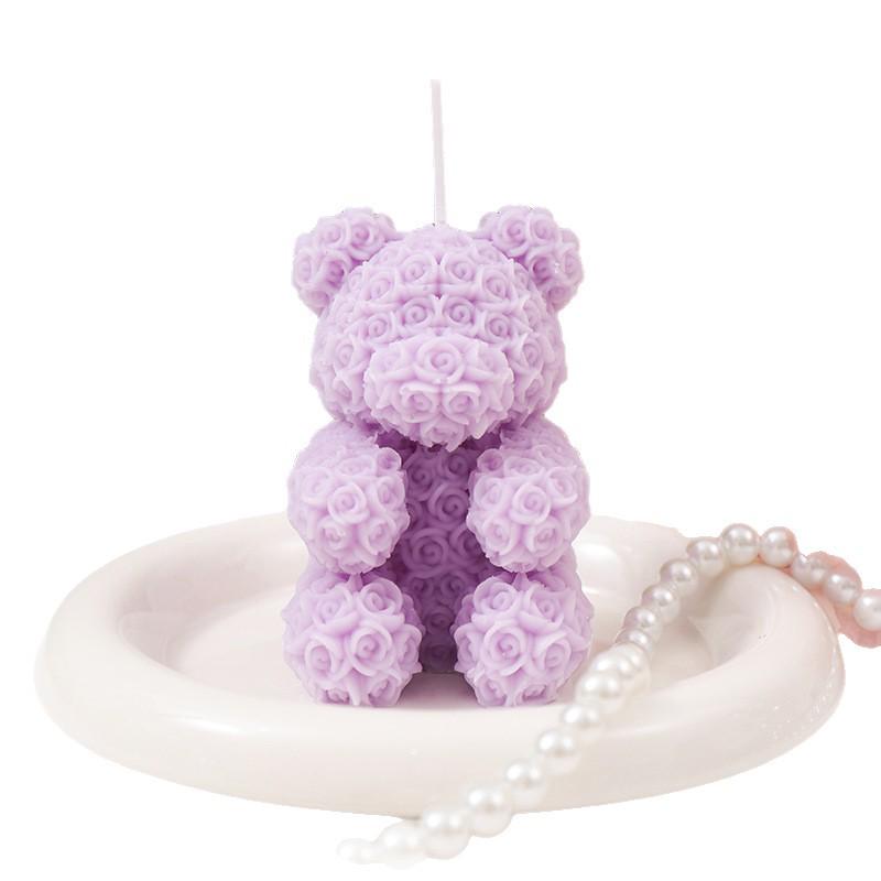 Handmade Rose Bear Scented Candle: Creative Valentine's Day or Girl's Birthday Gift, Perfect for Bedroom Decoration.