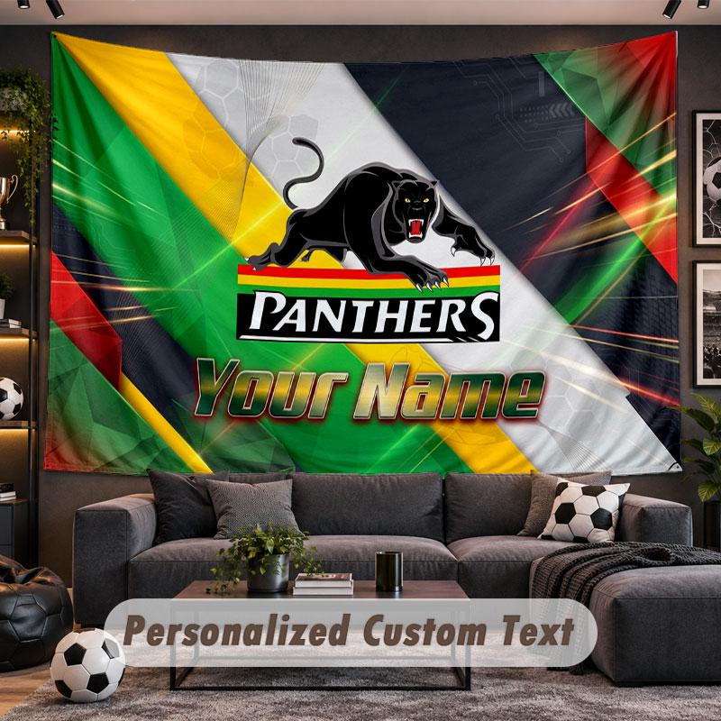 Wall Hanging Tapestry Custom NamePenrith Panthers Pattern Personalized Printed Fabric Wall Decor